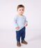 T-shirt a maniche lunghe in cotone a righe neonato ADRIATIC/ MARSHMALLOW