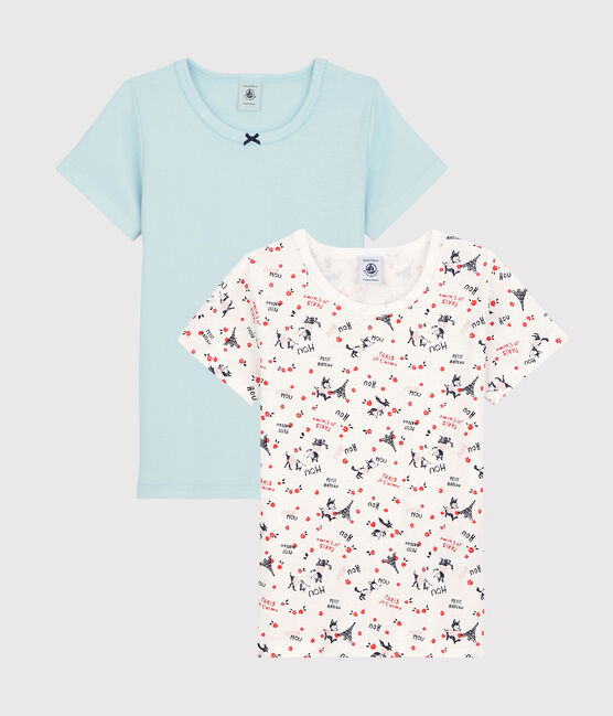 Confezione da 2 t-shirt bambina a maniche corte fantasia Parigi in cotone biologico variante 1