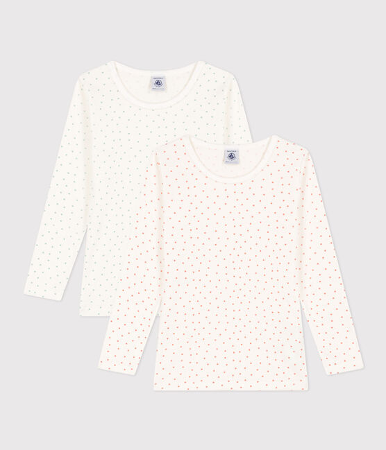 Confezione da 2 t-shirt bambina maniche lunghe in cotone motivo cuore variante 1