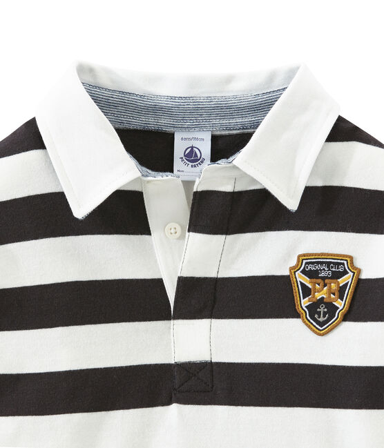 Polo rugby per bambino grigio CAPECOD/bianco MARSHMALLOW