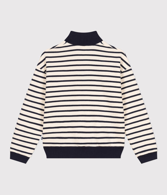 Maglia con mezza cerniera in tessuto felpato spazzolato donna bianco AVALANCHE/blu SMOKING