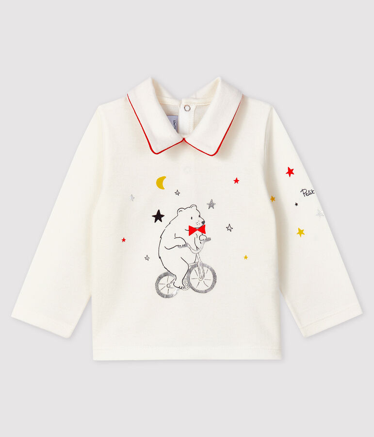 T-shirt con colletto a polo beb&egrave; maschio bianco MARSHMALLOW