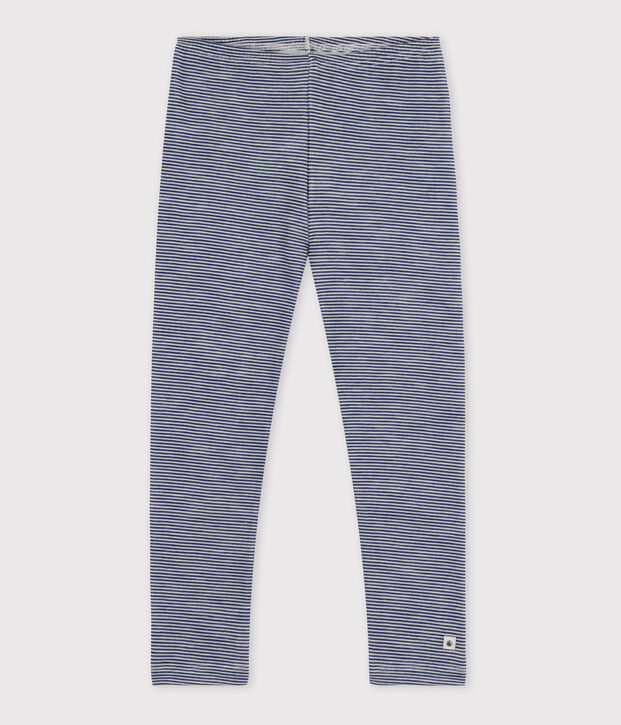 Leggings millerighe in lana e cotone blu/bianco