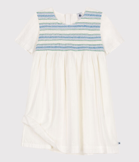 Abito a maniche corte in cotone bambina bianco ECUME