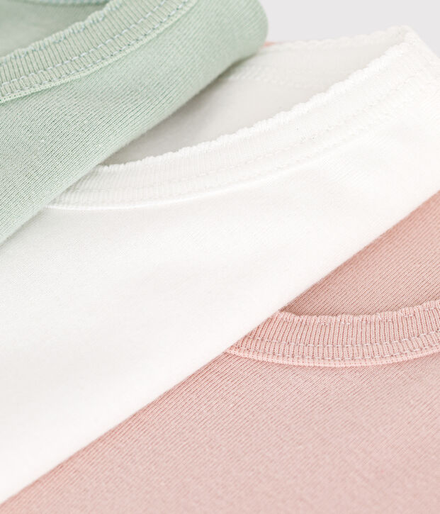 Set di 3 T-shirt a maniche corte in cotone tinta unita bambino multicolore