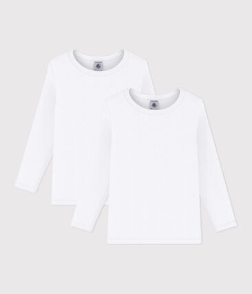 Confezione da 2 t-shirt bianche a manica lunga bambina