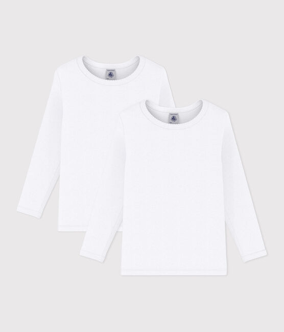 Confezione da 2 t-shirt bianche a manica lunga bambina variante 1