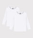 Confezione da 2 t-shirt bianche a manica lunga bambina