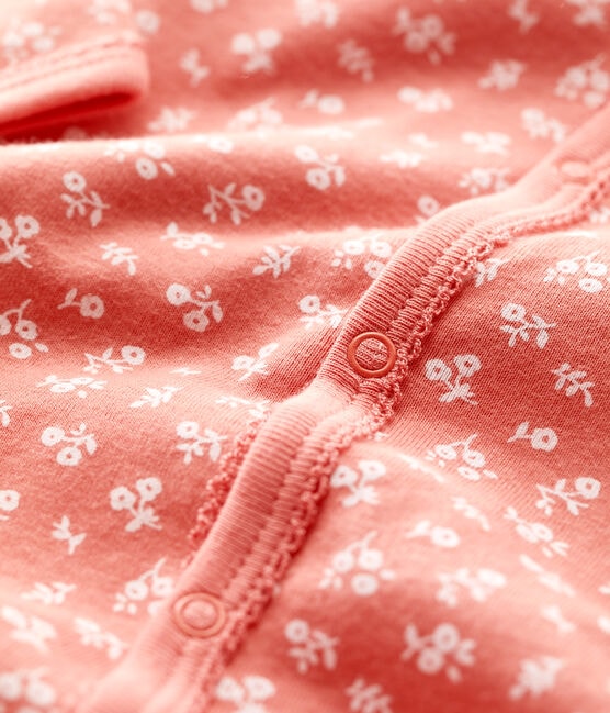Tutina pigiama a fiori bebè in cotone biologico rosa PAPAYE/ MARSHMALLOW