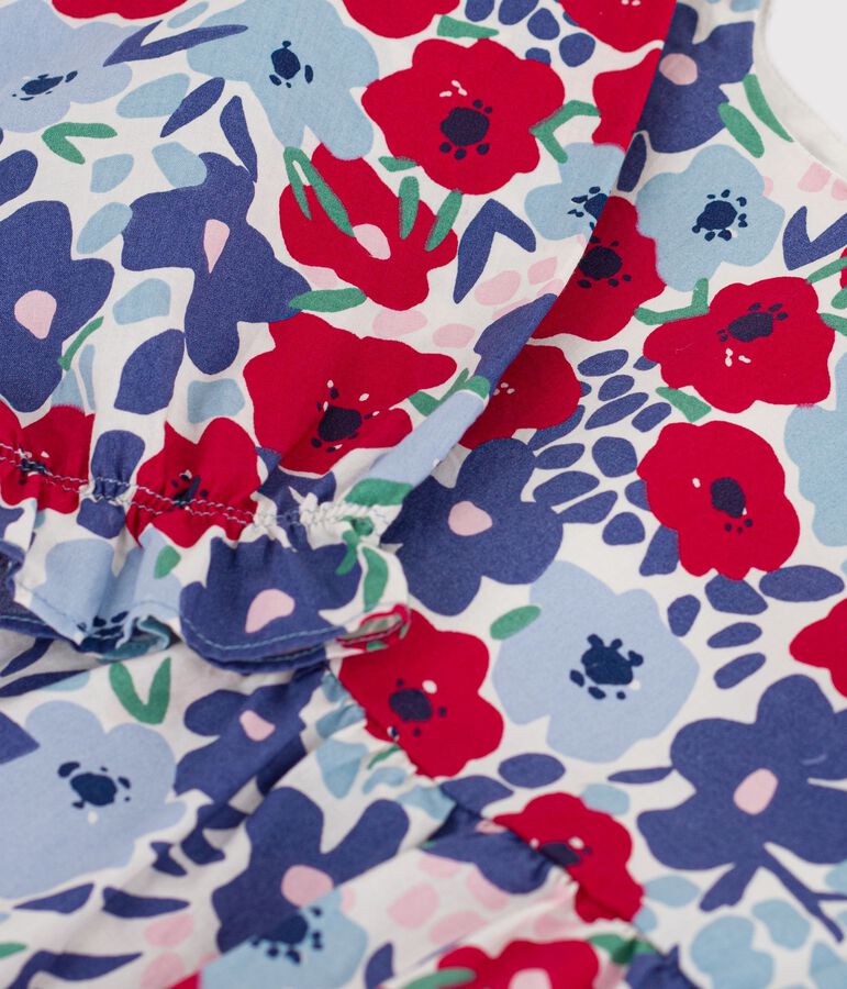 Blusa a maniche lunghe in cotone con stampa a fiori bambina bianco/multicolore