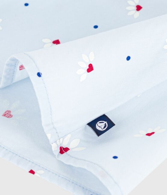 Blusa senza maniche in popeline di cotone con stampa a fiori neonato blu FRAICHEUR/bianco MULTICO