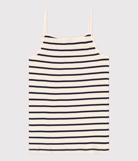 Canottiera con spalline in cotone Donna bianco AVALANCHE/blu SMOKING