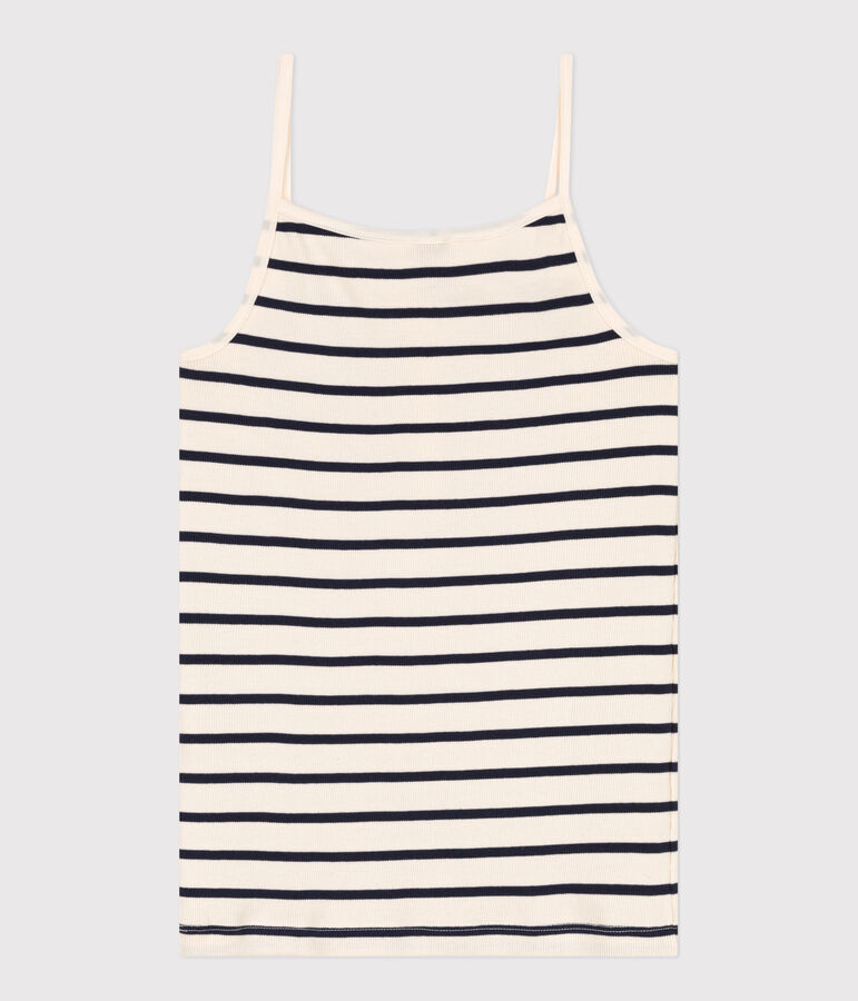 Canottiera con spalline in cotone Donna bianco AVALANCHE/blu SMOKING