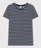 T-shirt LE DROIT girocollo in cotone Donna blu SMOKING/bianco MARSHMALLOW