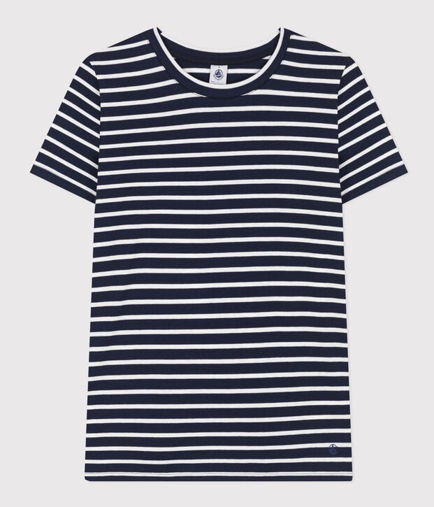 T-shirt LE DROIT girocollo in cotone Donna blu/bianco