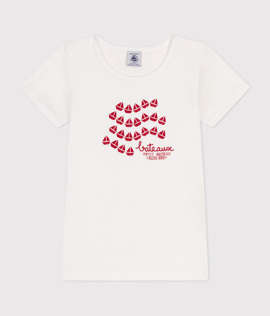 T-shirt bambino a maniche corte in cotone bianco ECUME