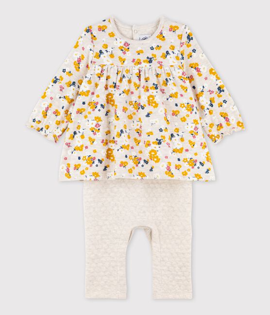 Tutina lunga bebè femmina beige MONTELIMAR/bianco MULTICO