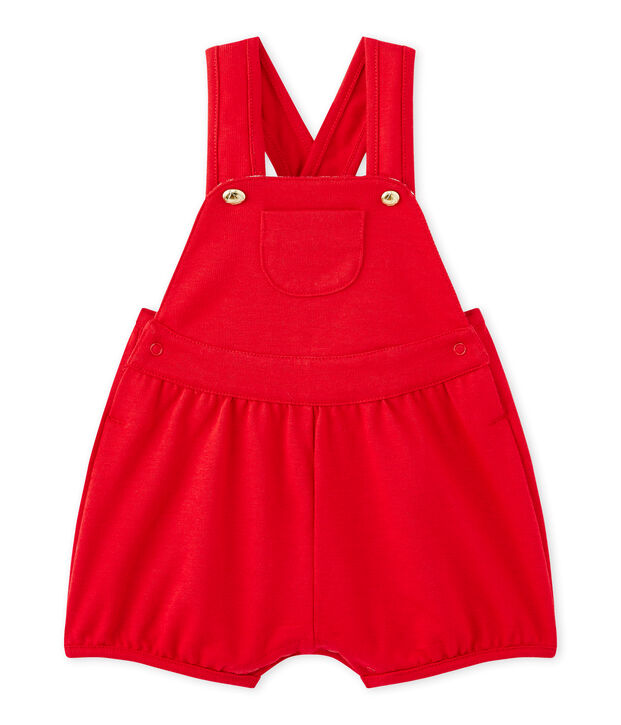 Salopette corta beb&eacute; bambina in jersey pesante rosso