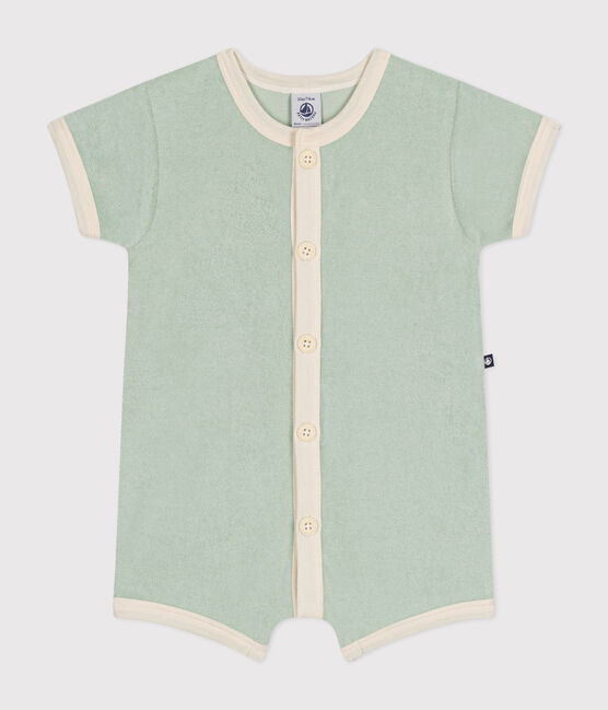 Tutina corta bebè in spugna bouclette verde HERBIER