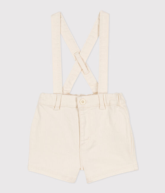 Shorts con bretelle in denim bebè ecru AVALANCHE