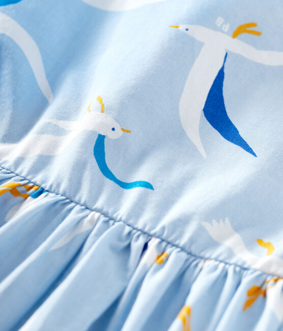 Abito a manica corta in popeline bebè femmina blu JASMIN/bianco MULTICO
