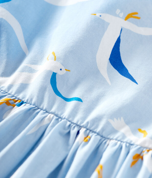 Abito a manica corta in popeline beb&egrave; femmina blu/multicolore