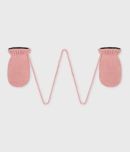 Muffole in maglia bebè foderate in pile riciclato rosa SALINE