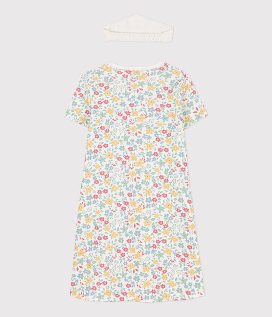 Camicia da notte bambina in cotone a fiori con corona bianco MARSHMALLOW/bianco MULTICO