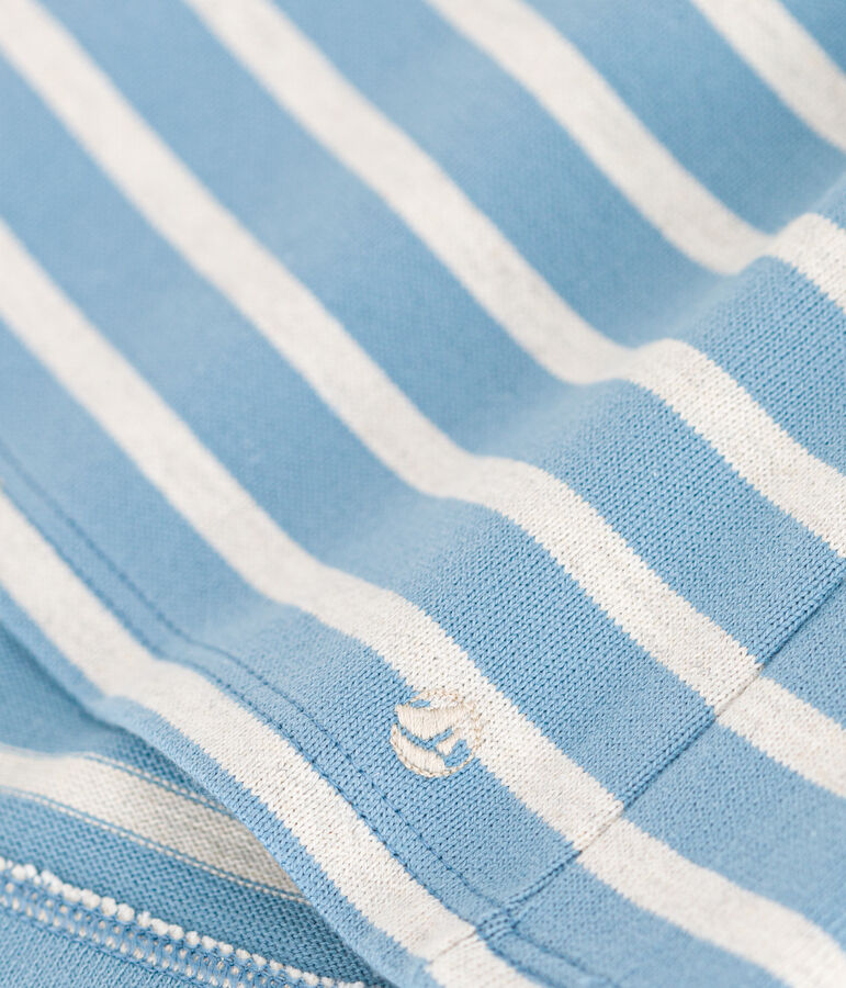 Abito a manica lunga in jersey spesso a righe per beb&egrave; blu/beige