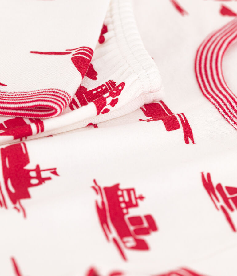 Pigiama bambino unisex in tubique Le Havre bianco/rosso