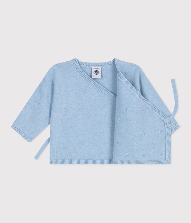Brassi&egrave;re con incrocio in maglia traforata di misto lana e cotone neonato FLO