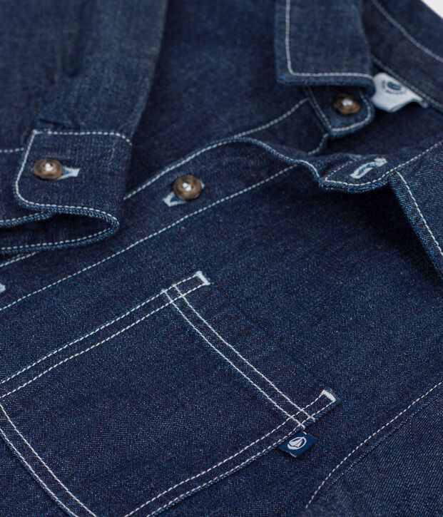 Camicia di denim tinta unita bambino blu