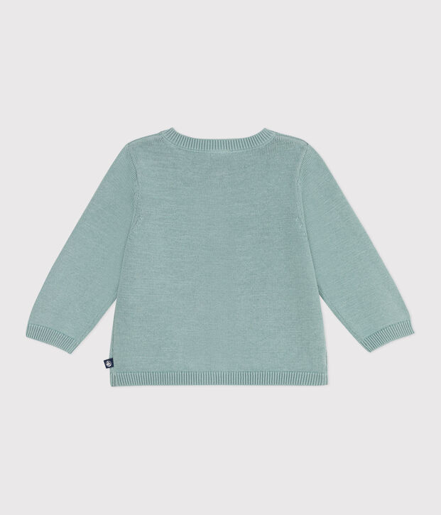 Cardigan in cotone a punto fantasia neonata verde