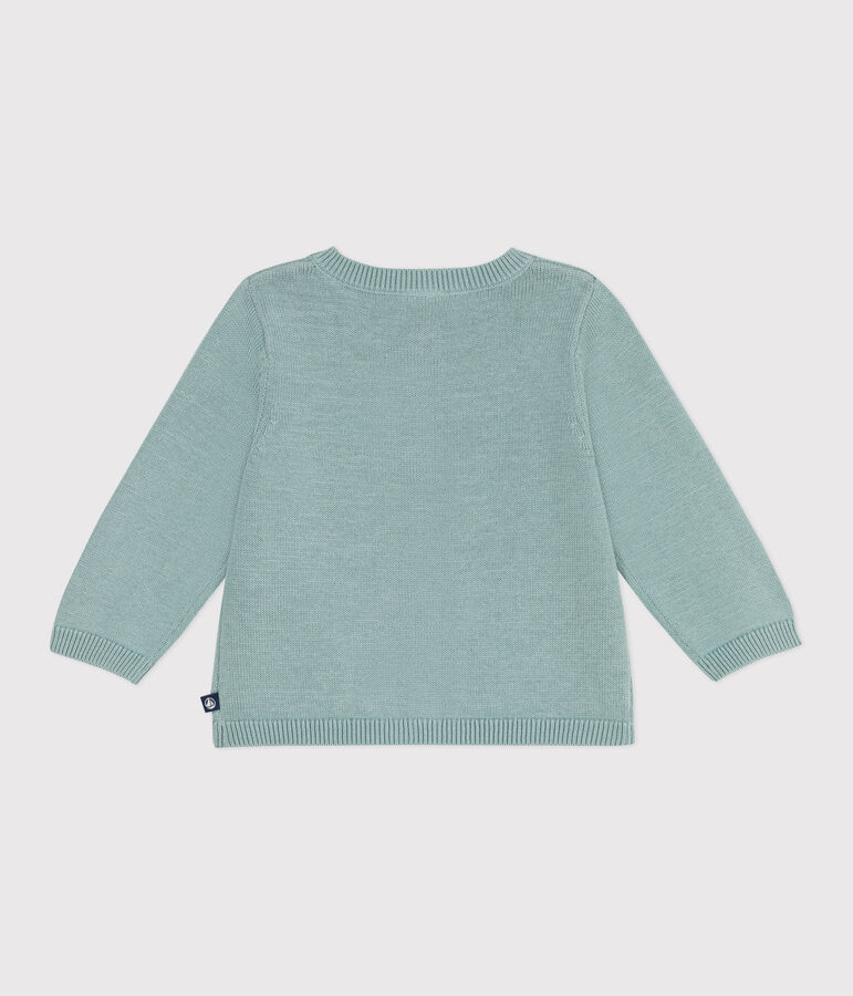 Cardigan in cotone a punto fantasia neonata verde