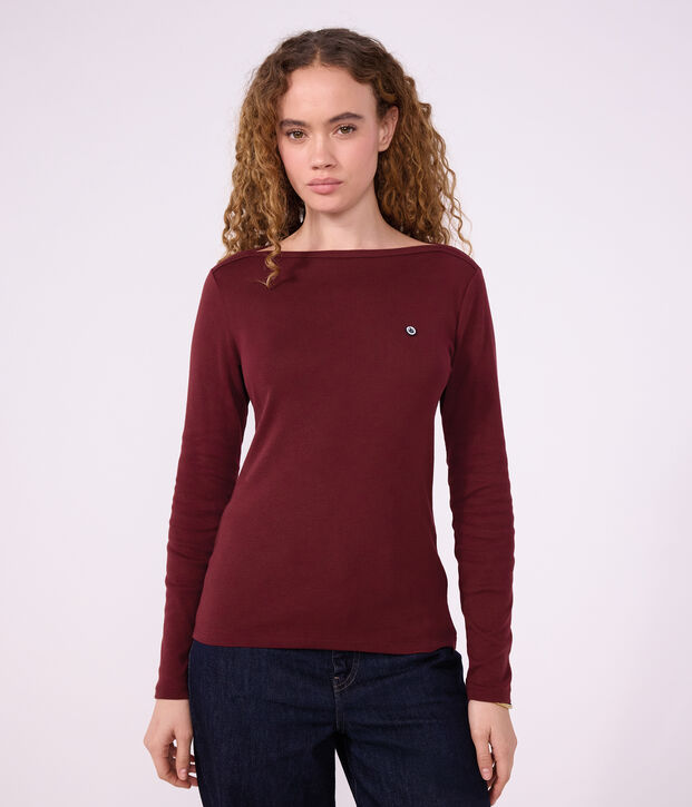 T-shirt a maniche lunghe con scollo a barca in cotone donna TRUFFE