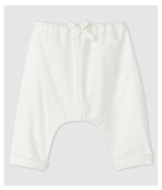 Pantaloni bianchi bebè in popeline di cotone biologico bianco MARSHMALLOW