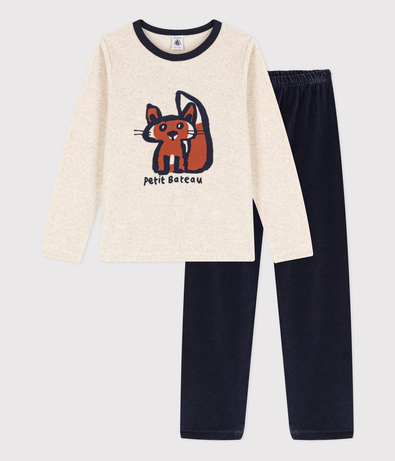 Pigiama volpe per bimbo/bimba in ciniglia blu/multicolore