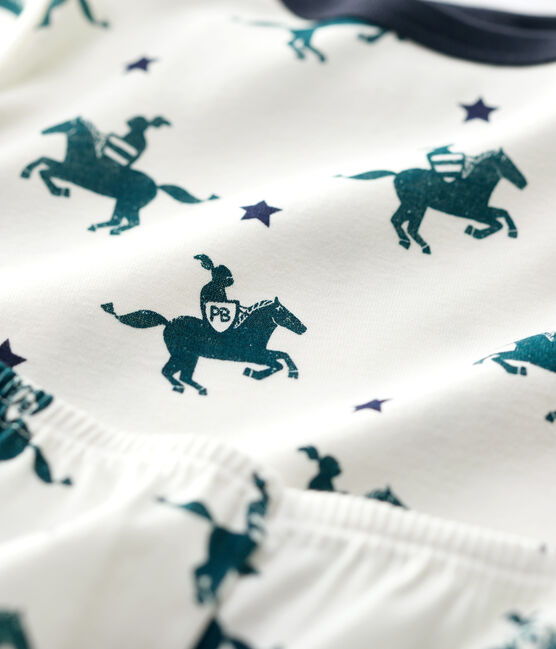 Pigiama bambino fantasia cavalieri in cotone bianco MARSHMALLOW/bianco MULTICO