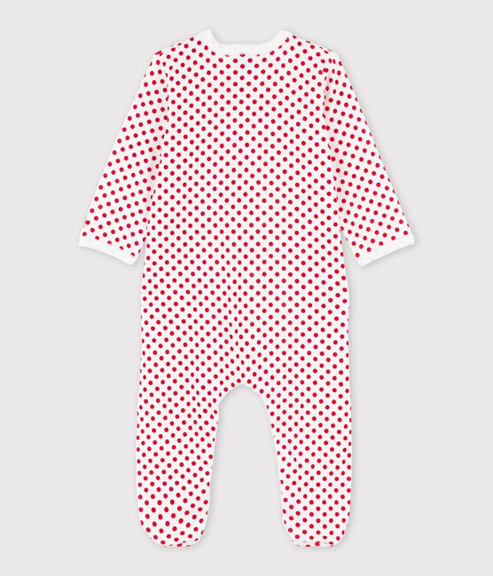 Tutina bebè a costine a pois bianco ECUME/rosso TERKUIT