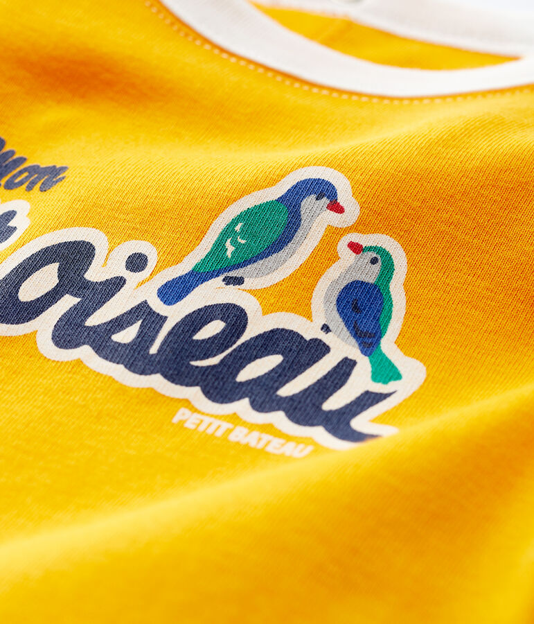 T-shirt maniche corte in cotone beb&egrave; maschio giallo/bianco