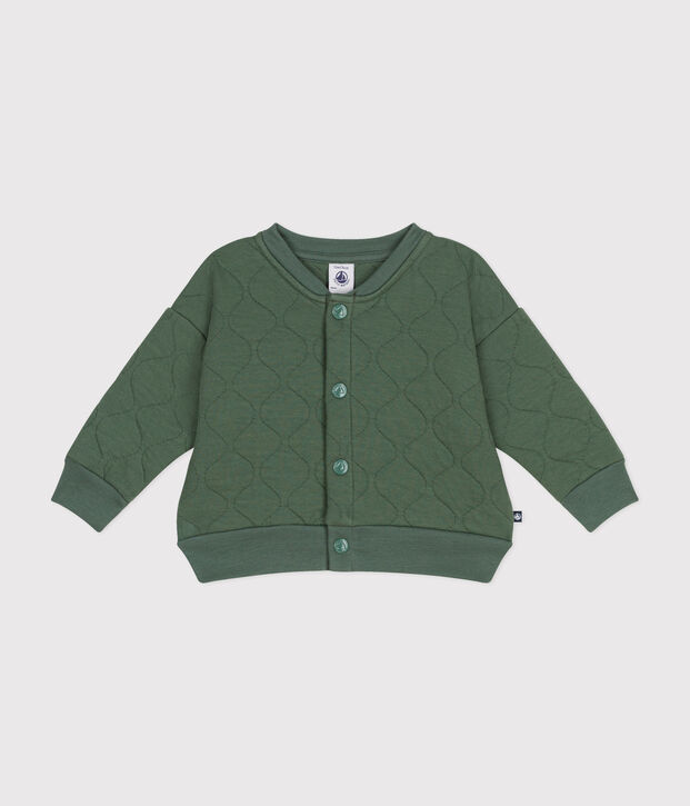 Cappotto teddy in tubique trapuntato beb&egrave; verde