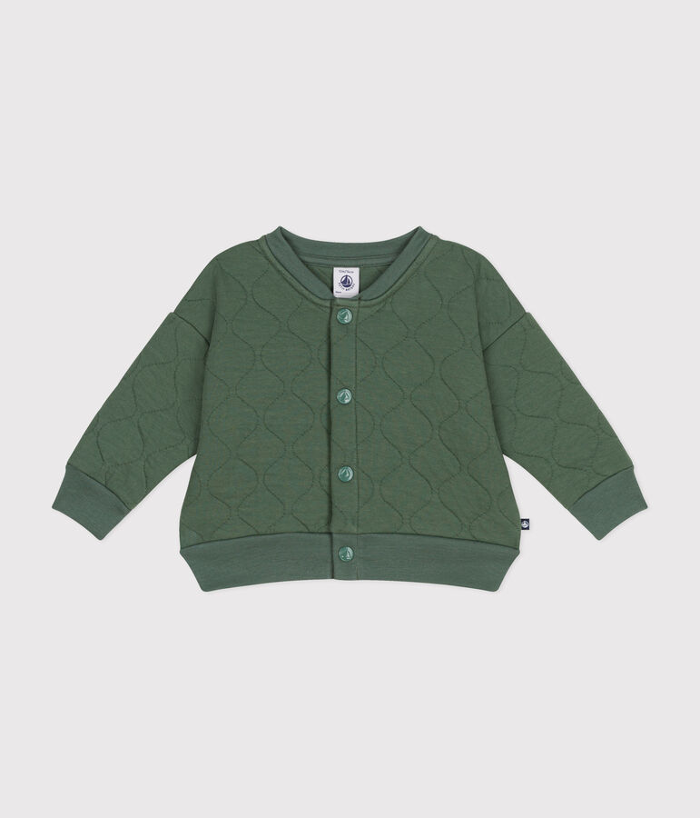 Cappotto teddy in tubique trapuntato beb&egrave; verde CROCO
