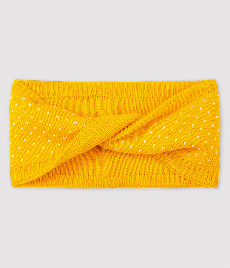Snood beb&egrave; femmina con jacquard giallo HONEY/bianco MARSHMALLOW