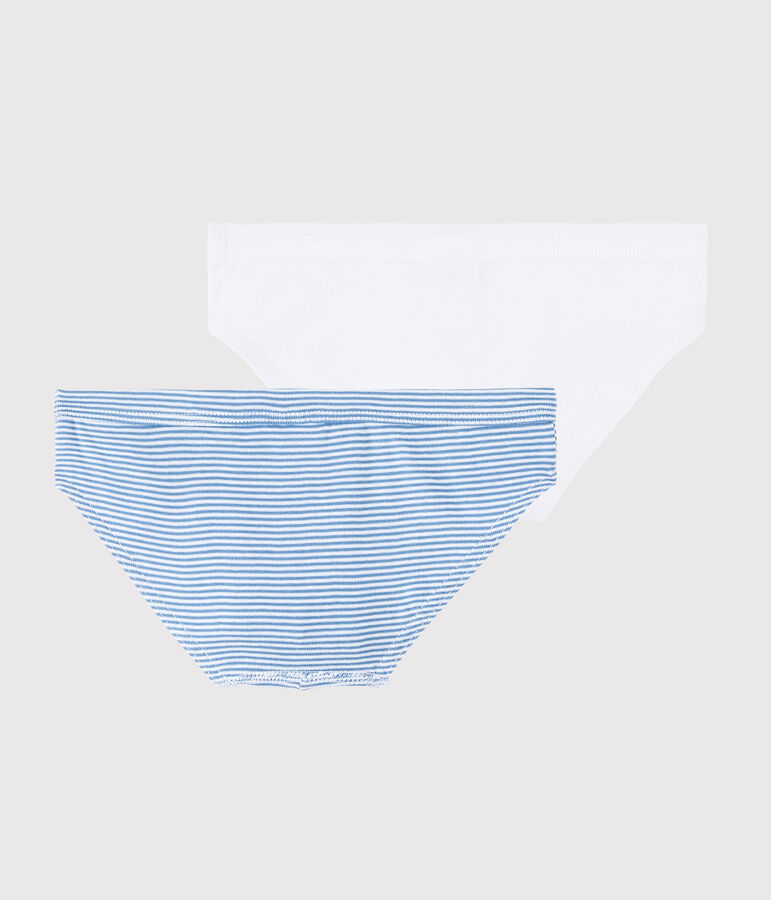 Confezione da 2 slip millerighe blu bambino in cotone biologico multicolore