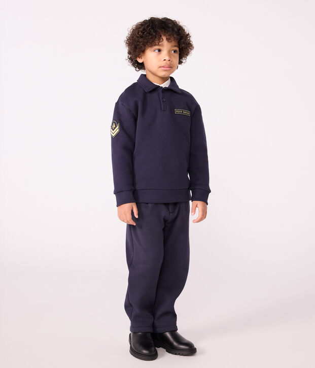 Felpa stile polo in cotone tinta unita bambino SMOKING
