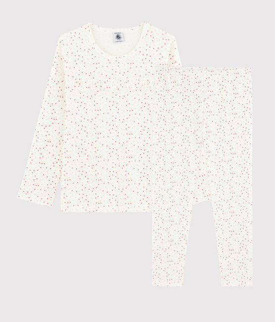 Pigiama pois multicolori bambina in cotone biologico bianco MARSHMALLOW/bianco MULTICO