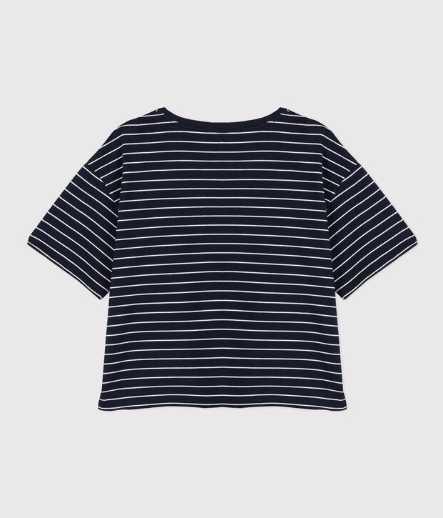 T-shirt LE BOXY in cotone Donna blu/bianco