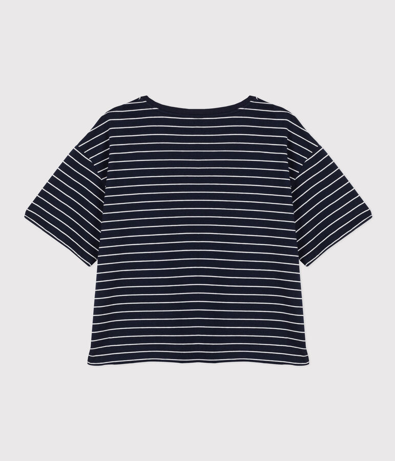 T-shirt LE BOXY in cotone Donna blu/bianco