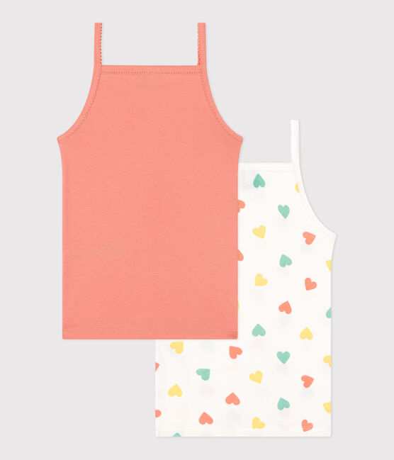 Set di 2 canotte in cotone con stampa a cuori bambina variante 1
