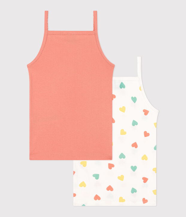 Set di 2 canotte in cotone con stampa a cuori bambina multicolore